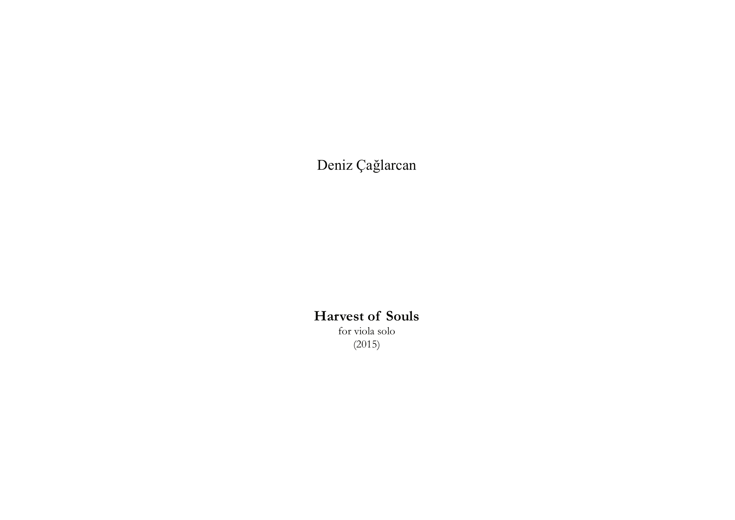 First page of the Harvest of Souls score for solo viola.